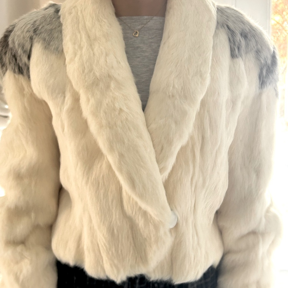 EVC. Two Tone Rabbit Fur Coat M